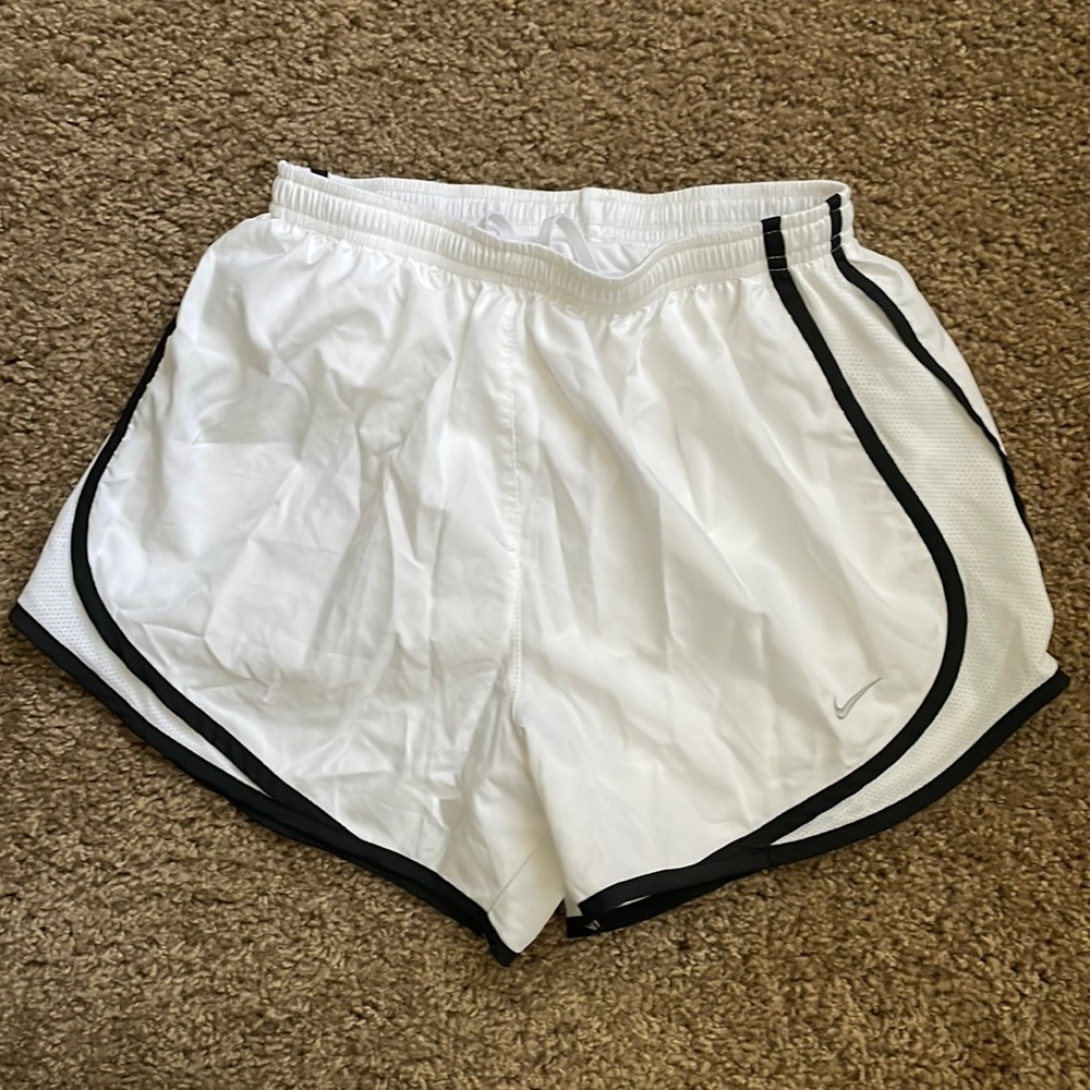 White Nike Running Shorts with Black Accents